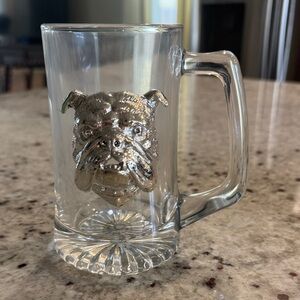 Arthur Court Bulldog Glass Beer Mug with Silver Accent
